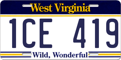 WV license plate 1CE419