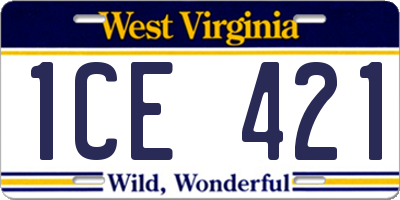 WV license plate 1CE421