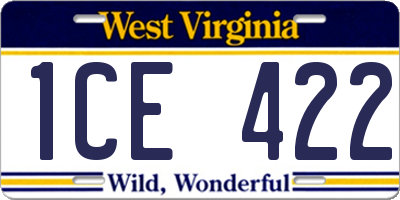 WV license plate 1CE422