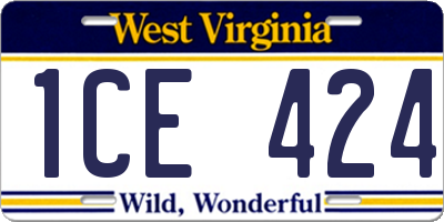 WV license plate 1CE424