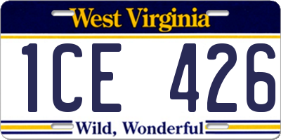 WV license plate 1CE426