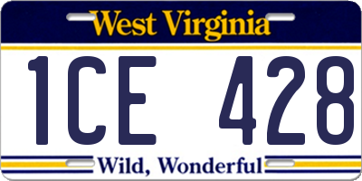WV license plate 1CE428