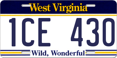 WV license plate 1CE430