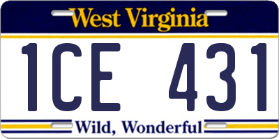 WV license plate 1CE431
