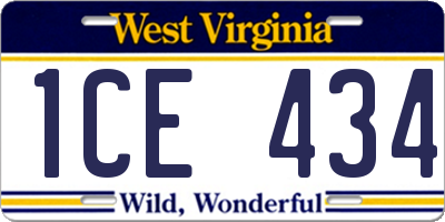 WV license plate 1CE434
