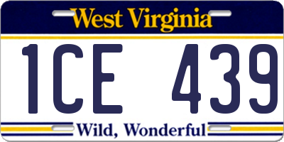 WV license plate 1CE439