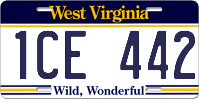 WV license plate 1CE442