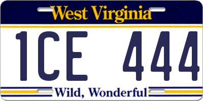 WV license plate 1CE444