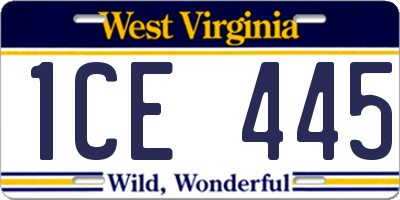 WV license plate 1CE445