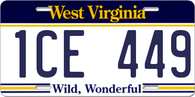 WV license plate 1CE449