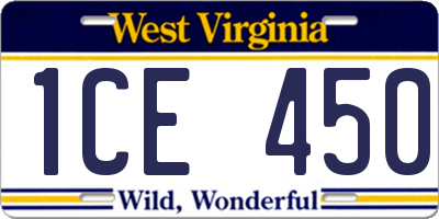 WV license plate 1CE450