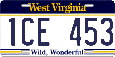 WV license plate 1CE453