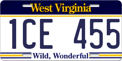WV license plate 1CE455