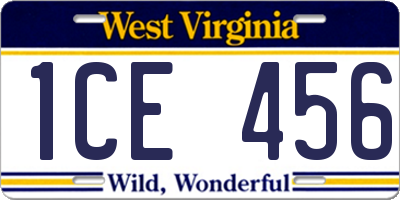 WV license plate 1CE456