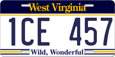 WV license plate 1CE457