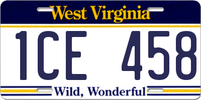 WV license plate 1CE458