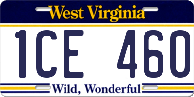 WV license plate 1CE460