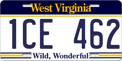 WV license plate 1CE462