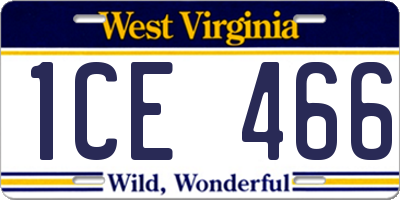 WV license plate 1CE466