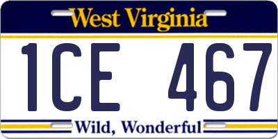 WV license plate 1CE467