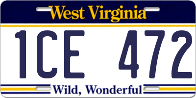 WV license plate 1CE472