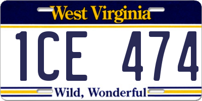 WV license plate 1CE474