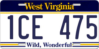 WV license plate 1CE475