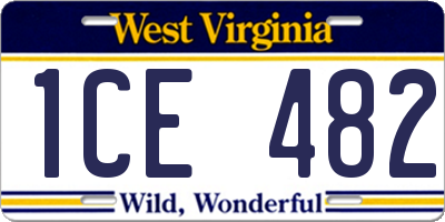 WV license plate 1CE482