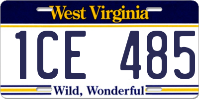 WV license plate 1CE485