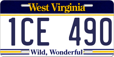 WV license plate 1CE490
