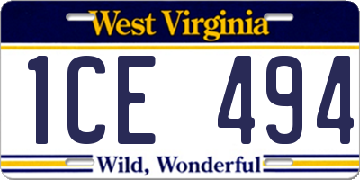 WV license plate 1CE494