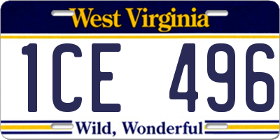 WV license plate 1CE496