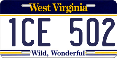 WV license plate 1CE502