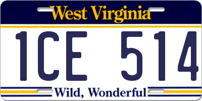 WV license plate 1CE514