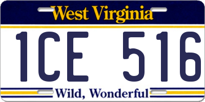 WV license plate 1CE516