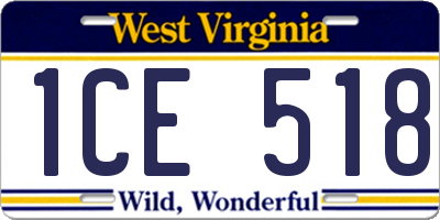 WV license plate 1CE518