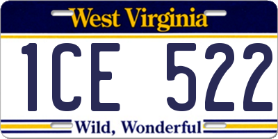 WV license plate 1CE522