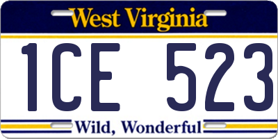 WV license plate 1CE523