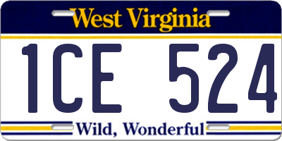 WV license plate 1CE524