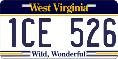 WV license plate 1CE526