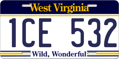 WV license plate 1CE532
