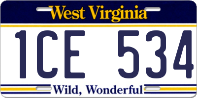 WV license plate 1CE534