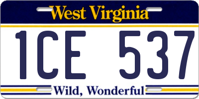 WV license plate 1CE537