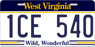 WV license plate 1CE540