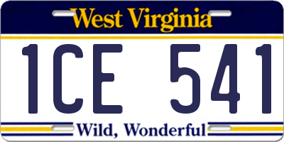 WV license plate 1CE541