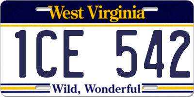 WV license plate 1CE542