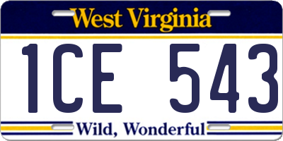 WV license plate 1CE543