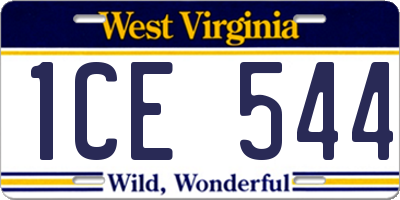 WV license plate 1CE544