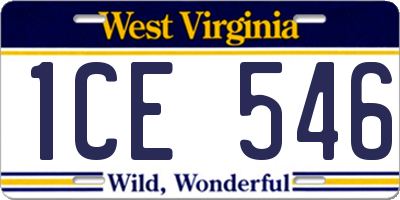 WV license plate 1CE546