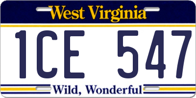 WV license plate 1CE547